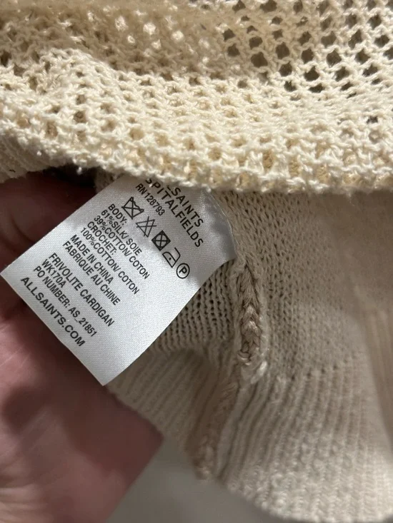 AllSaints Spatialfields Frivolite Cream Cardigan - Picture 5 of 5
